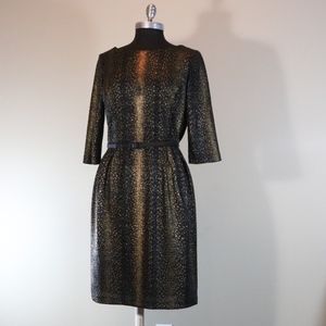 Black and Gold Metallic Snakeskin Cocktail Dress